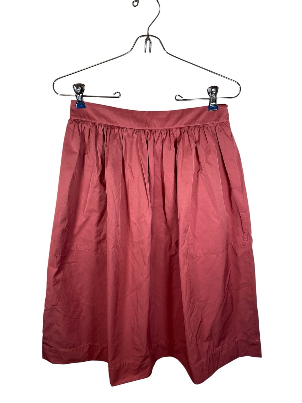 Zara Woman Dusty Rose Gathered Midi Skirt with Zipper A-Line